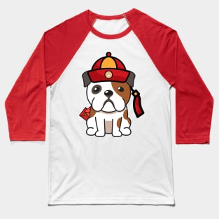 Cute English Bulldog Ready for lunar new year Baseball T-Shirt